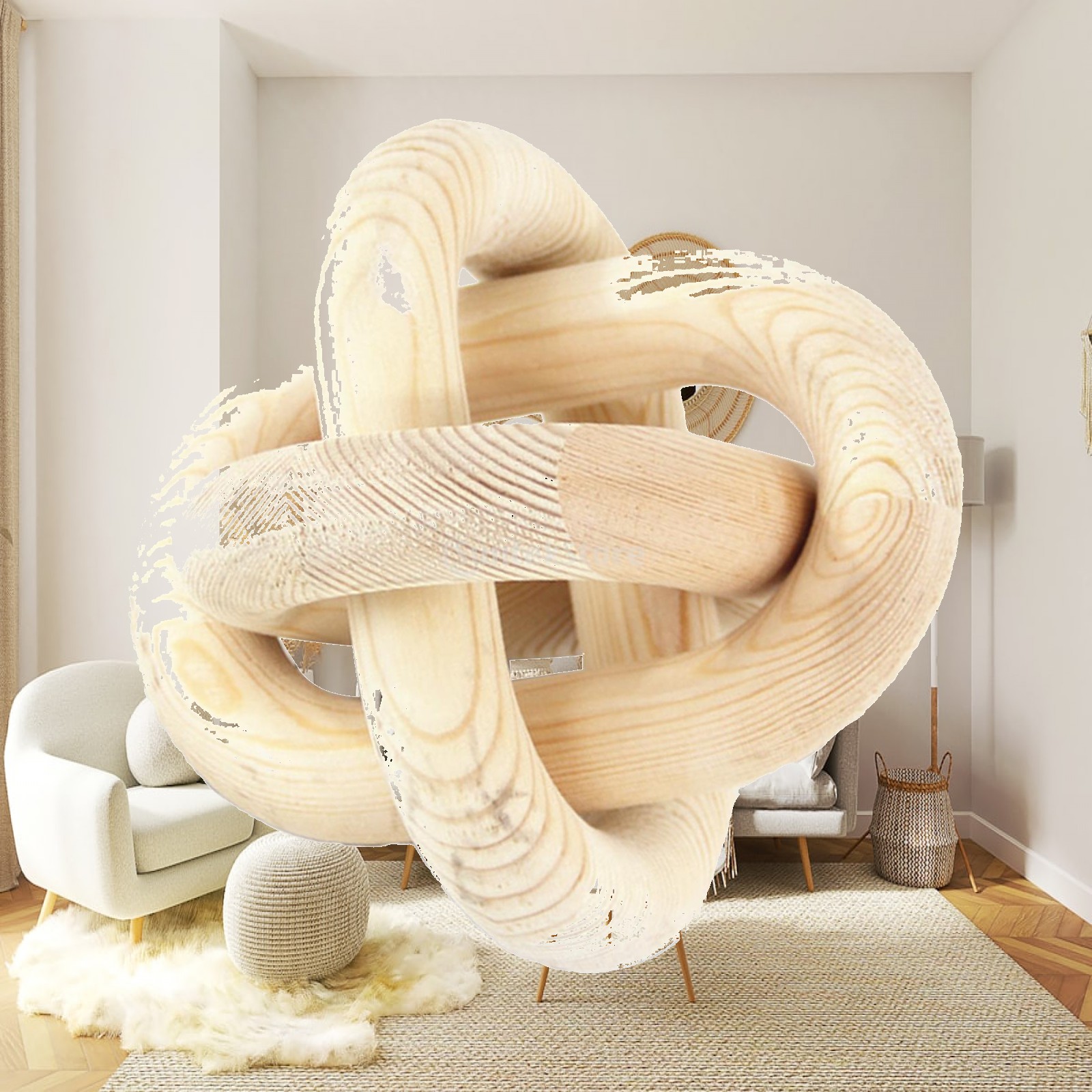 Unique Table Accessories - Holzkettendekoration, 3-gliedriger Holzknoten für Couchtisch, handgefertigtes