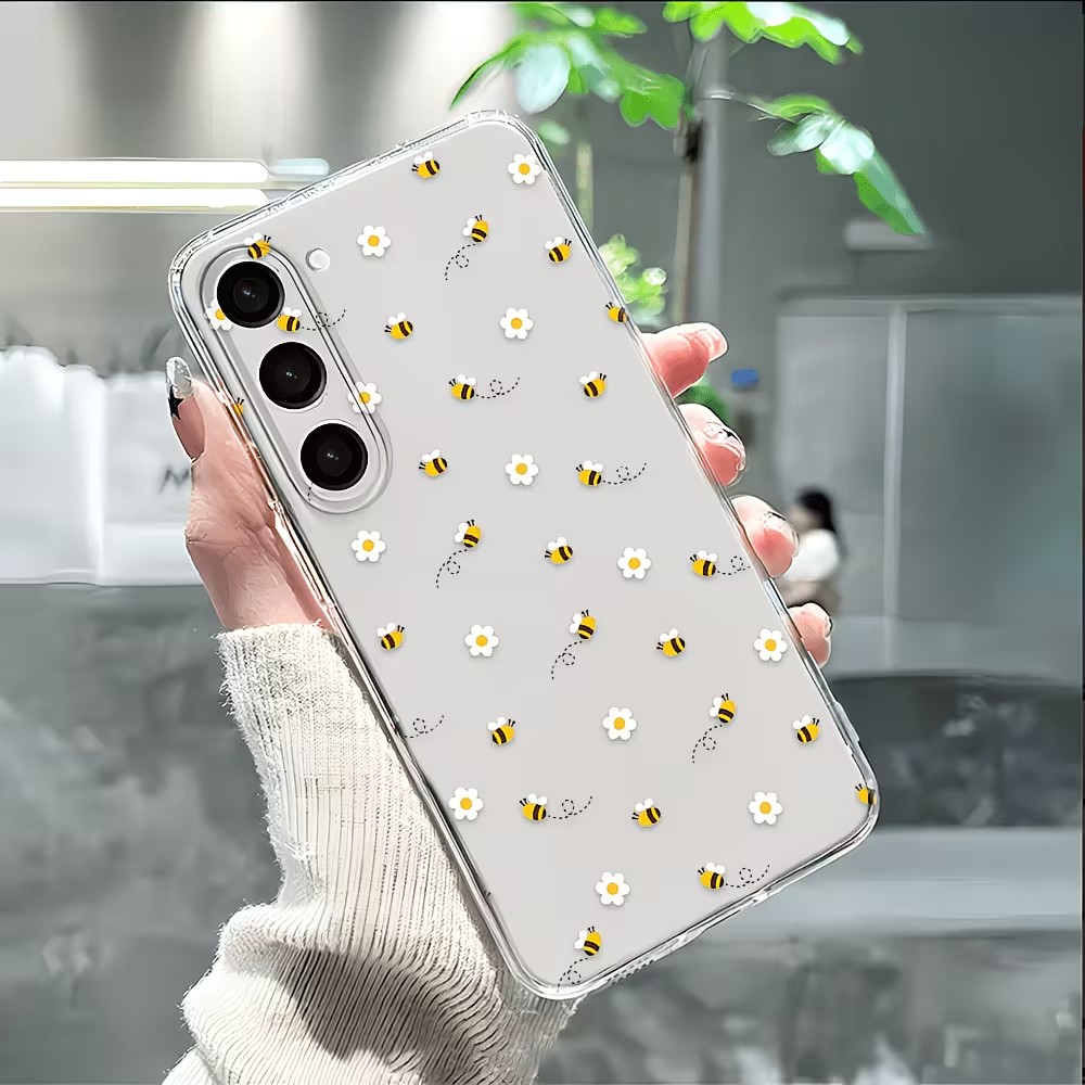 Samsung Galaxy A55 - Transparente TPU-Handyhülle mit süßem Bienen-Gänseblümchen-Muster für