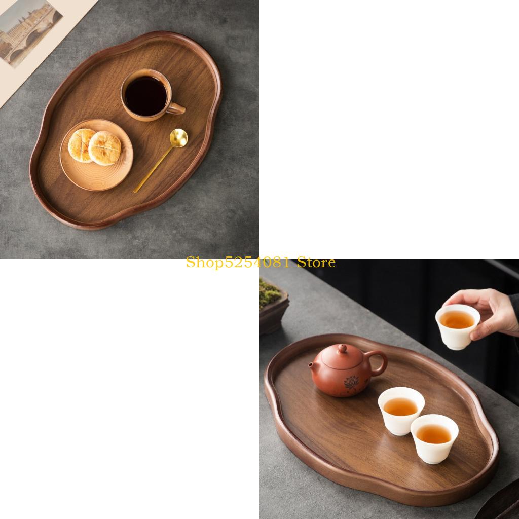 Unique Table Accessories - AXYC Strukturiertes Holz-Snacks-Servierbrett, dekoratives Geschirr mit
